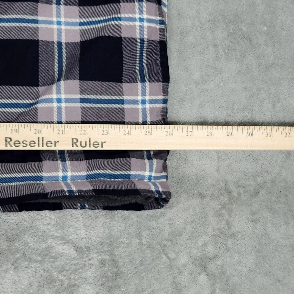 LL Bean Shirt Jacket Mens XL Blue Plaid Fleece Lined Flannel Traditional Fit